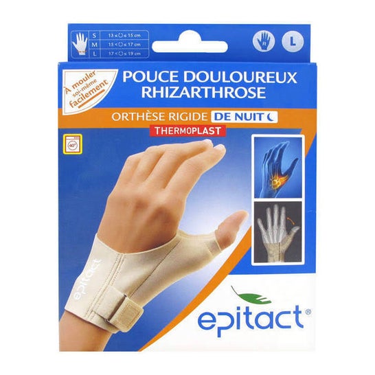 Epitact - Thermoformable Rigid Night Orthosis Painful Thumb Rhizartrose Right Hand Size L
