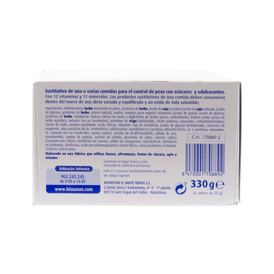Bimanán Batido Sustitutivo Sabor Fresa 6 uds