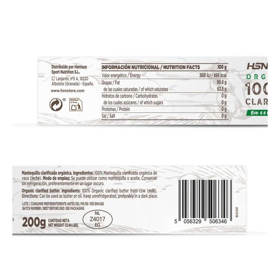 HSN 100% Ghee Mantequilla Clarificada Bio 200g