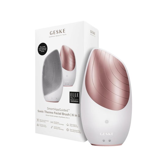 Geske Sonic Thermo Facial Brush 6 In 1 White Rose Gold 1ud