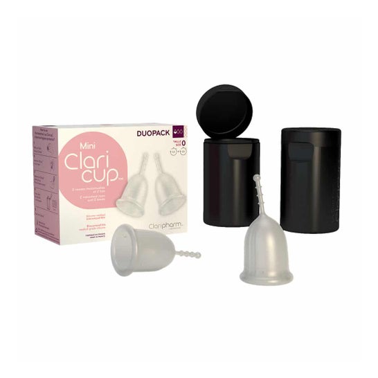 Claripharm Claricup Duopack Menstrual Cup Transparent Size 0 Disinfection Box