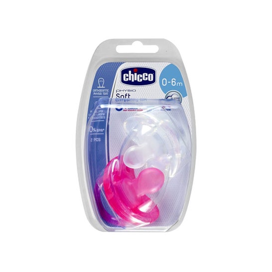 Chicco Physio Soft Chupetas Silicone Neutro Rosa 0-6M 2 Unidades Chicco Physio Soft Chupetas Silicone Neutro Rosa 0-6M 2 Unidades