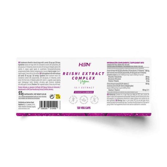 HSN Extracto de Reishi Complex 15:1 500 mg 120 vcaps