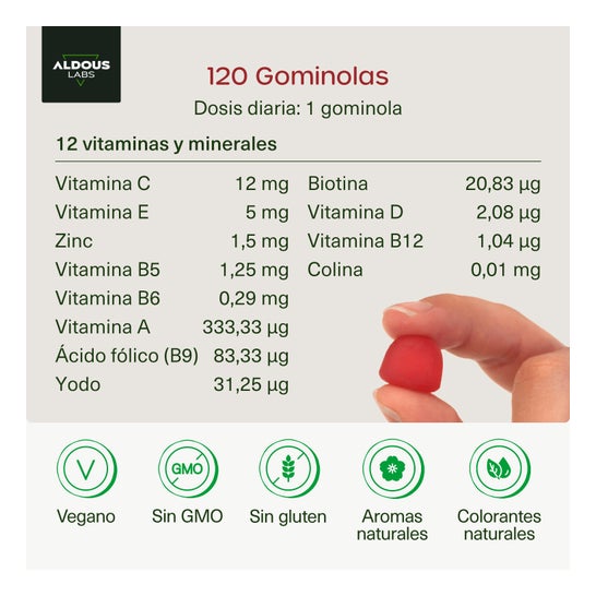 Aldous Labs Multivitaminas para Niños Sabor Fresa 120 gummies