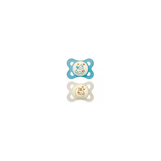 Mam Chupete Silicona Original Pure Night Azul 2 uds