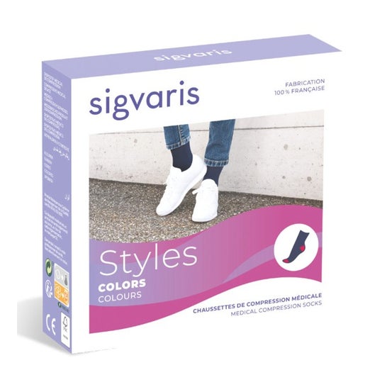 Sigvaris Style Color 2 Calcetín Mujer Marino y Frambuesa M L 1 Par