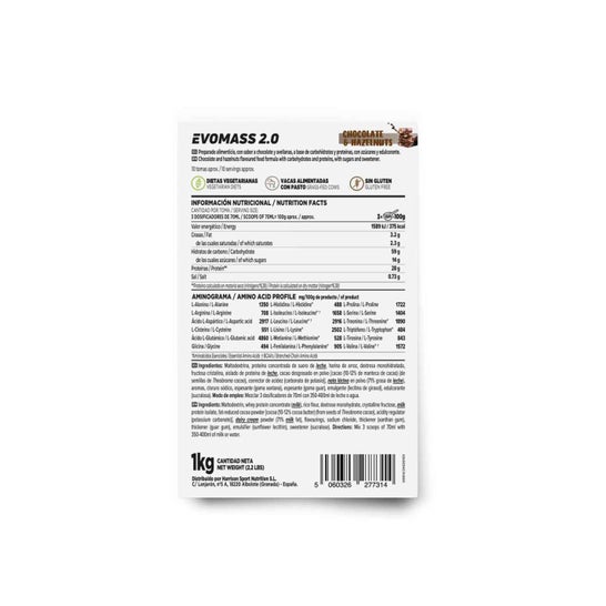 HSN Evomass 2.0 Ganador de Peso Chocolate y Avellanas 1000 g