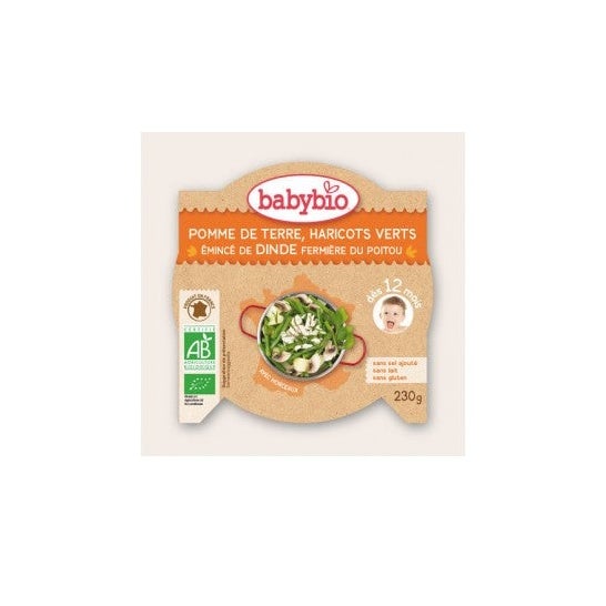 Babybio Vegetales Orgánicos y Plato de Pavo en 12 Meses 230 g