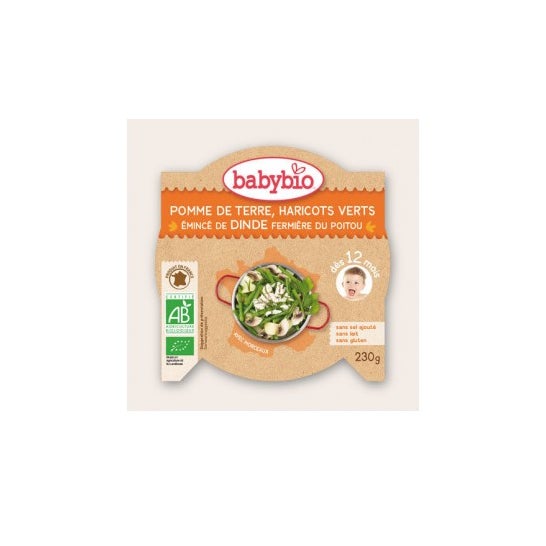 Babybio Vegetales Orgánicos y Plato de Pavo en 12 Meses 230 g