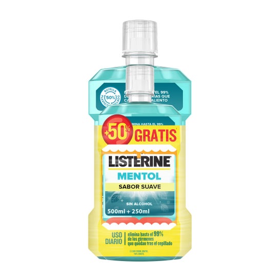 Listerine Menthol Mild Flavour Zero Alcohol 500ml + 250ml