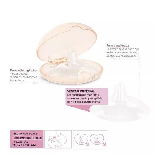 Suavinex Pezoneras de Silicona T-M 2uds + Caja Higiénica Suavinex Pezoneras de Silicona T-M 2uds + Caja Higiénica