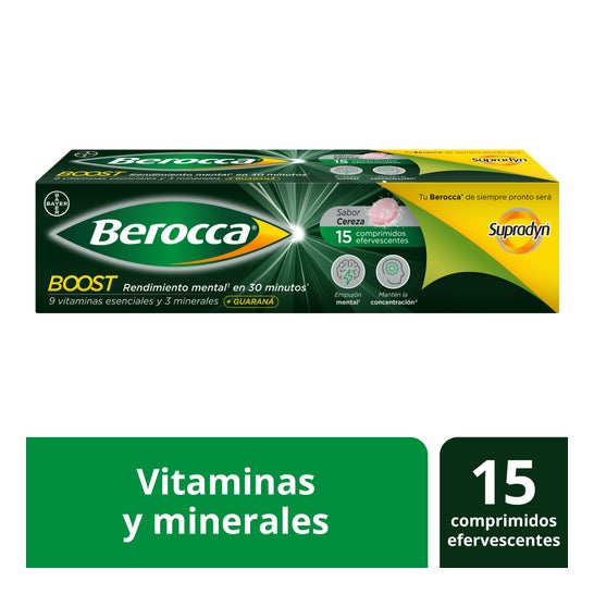 Berocca Boost Magnesio Vitaminas y Minerales con Guaraná 15 Comprimidos Efervescentes
