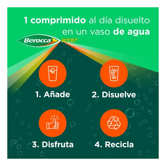 Berocca Boost Magnesio Vitaminas y Minerales con Guaraná 15 Comprimidos Efervescentes
