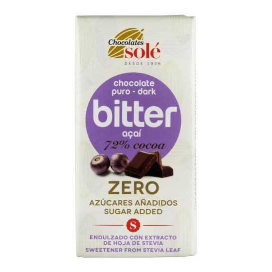 Chocolates Sole Chocolate Negro 72% Con Açai Stevia Bio 100g