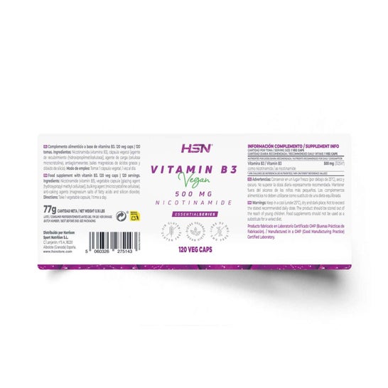 HSN Vitamina B3 Nicotinamida 500mg 120vcaps