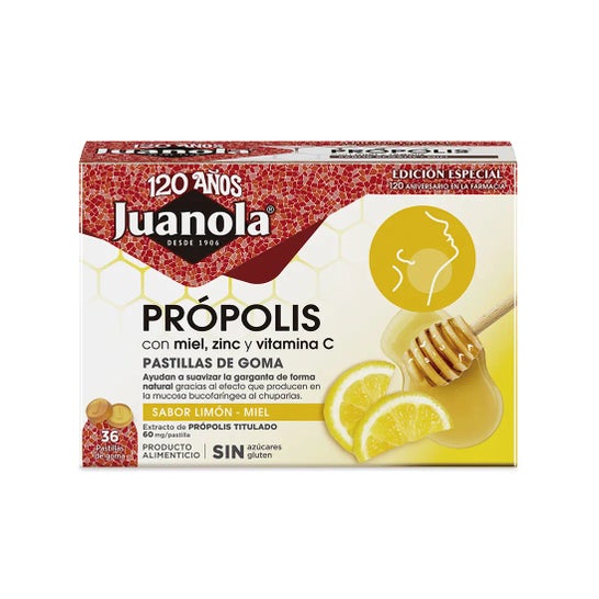 Juanola Própolis Miel Zinc y Vitamina C Limón Miel 36 Pastillas