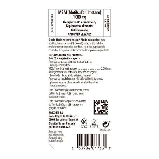 Solgar MSM Metilsulfonilmetano 1000 mg 60 comp