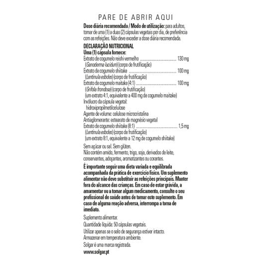 Solgar Reishi Shiitake Maitake Extracto de Hongo 50vcaps