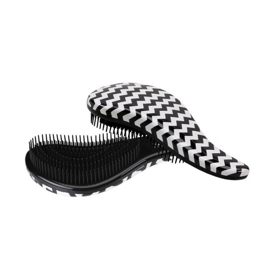 Cala Tangle-Free Hair Brush Black White Zigzag