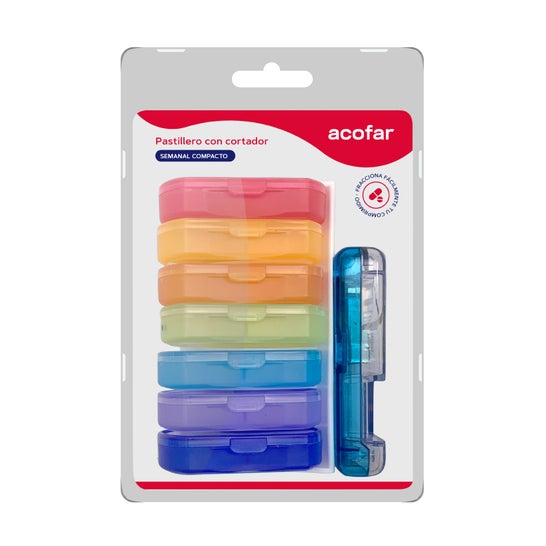 Acofar Compact Weekly Pill Box + Cutter