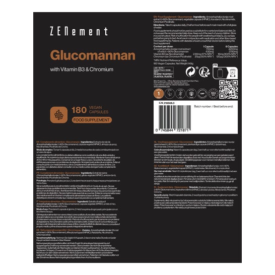 Zenement Glucomanano Vitamina B3 y Cromo 180vcaps
