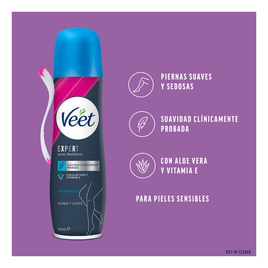 Veet Expert Spray Depilatorio Piernas y Cuerpo Piel Sensible 150ml