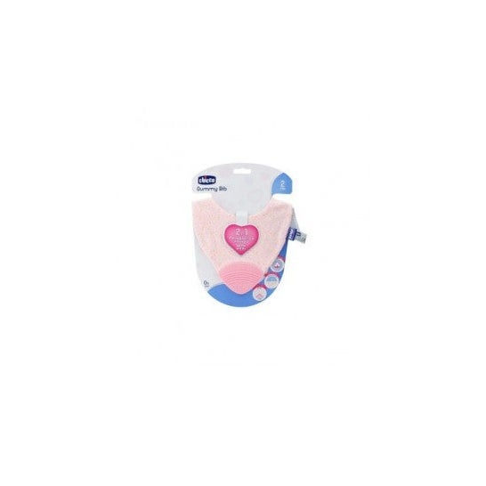 Chicco Teether 2in1 Gummy Bib Pink 2m+
