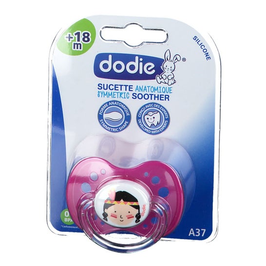 Ciuccio Dodie +18 mesi Ragazza Silicone con anello Nø37