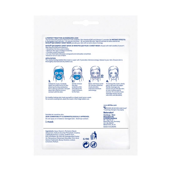 Nivea Q10 Mascarilla Facial Energizante Antiarrugas 1 ud