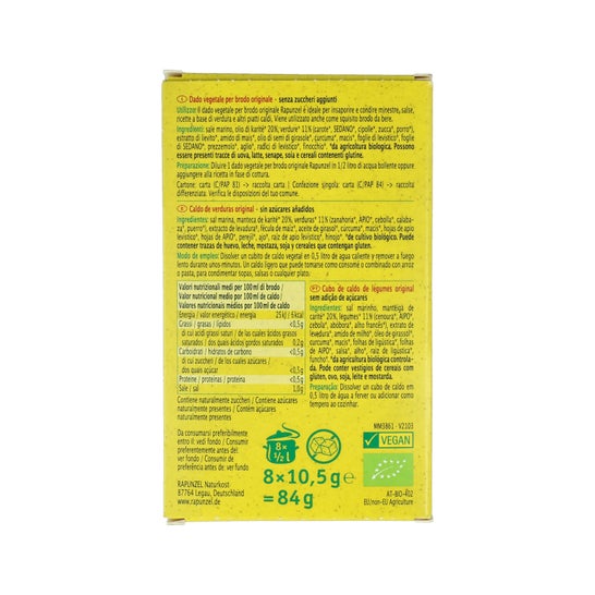 Rapunzel Caldo de Verduras Cubitos Bio 8 uds