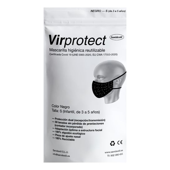 Virprotect Kindermaske 3-5 Jahre Schwarz 1 Stk