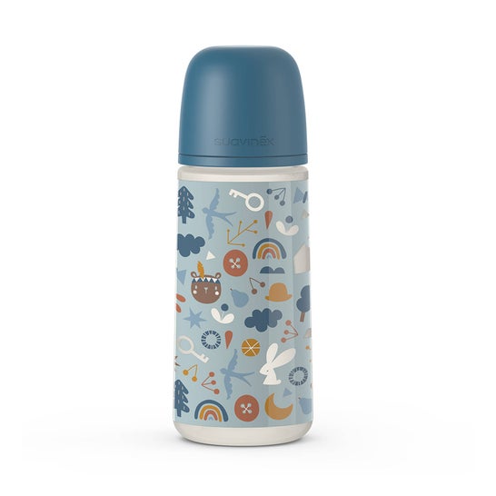 Suavinex Simetrico Sx Pro Rapid Flow Babyflaske Silicon Azul Marino 360 ml