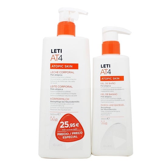 LetiAT4 Dermo-Oily Bath Gel 750ml + Body Milk 250ml