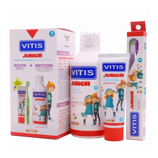 Dentaid Pack Vitis Junior + tandpasta gel + mundskyl + tandbørste