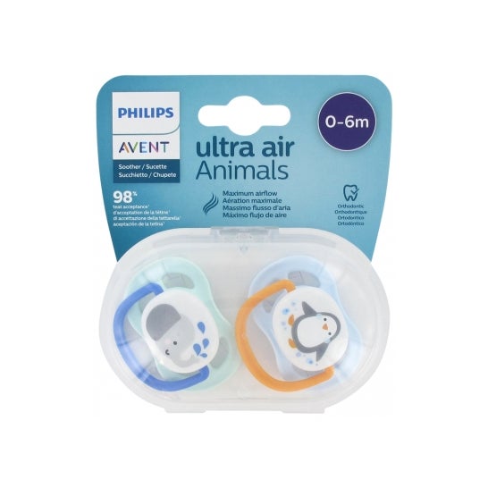 Chupete Ultra Air de Philips AVENT, 0-6 meses, elefante, león