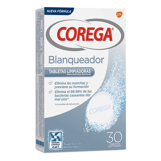 Corega® Blanqueador 30 tabletas efervescentes