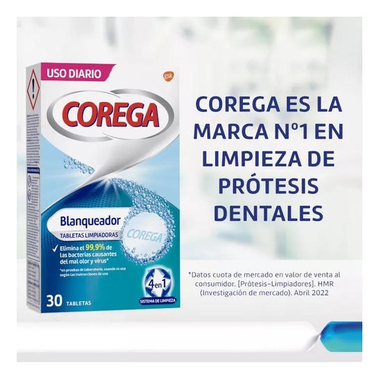 Corega™ Blanqueador 30 tabletas efervescent Corega™ Blanqueador 30 tabletas efervescent