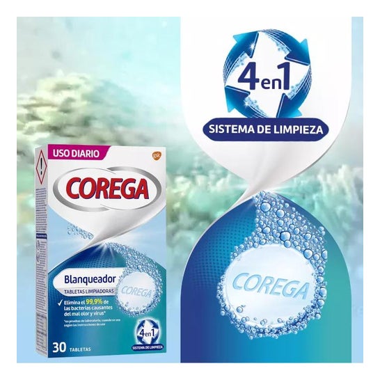 Corega™ Blanqueador 30 tabletas efervescent Corega™ Blanqueador 30 tabletas efervescent