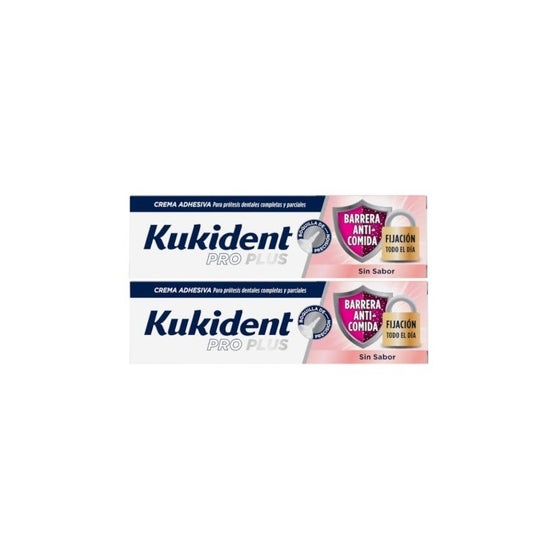 Kukident Pro Plus Barrera Anti-Comida sin Sabor 2x40gr