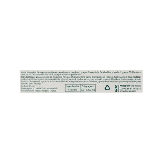Kneipp Valeriana Classic Grageas 90uds