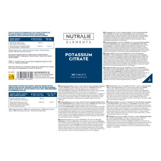 Nutralie Citrato de Potasio 2880mg Músculos 180comp