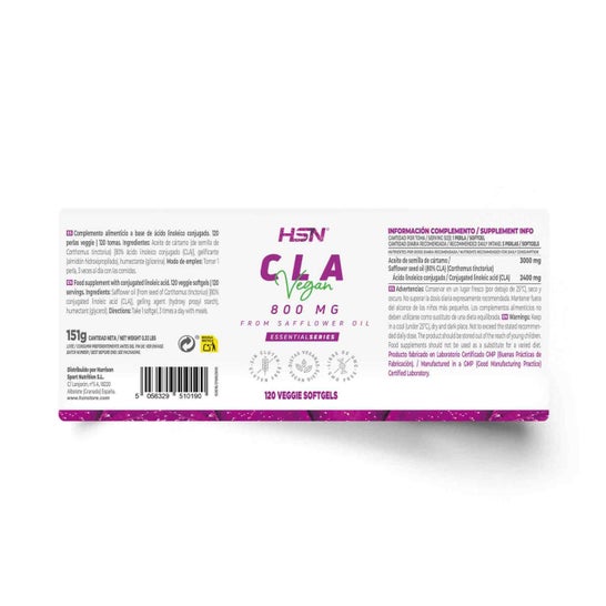 HSN CLA Vegano 800 mg 120 Perlas vegetales