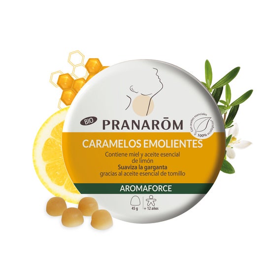 Pranarôm Aromaforce Caramelos Emolientes Miel y Limón BIO 45g