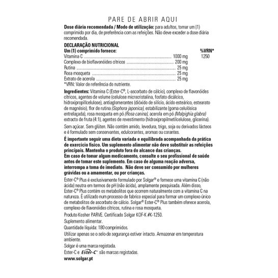 Solgar Ester-C Plus Vitamina C 1000mg 180comp