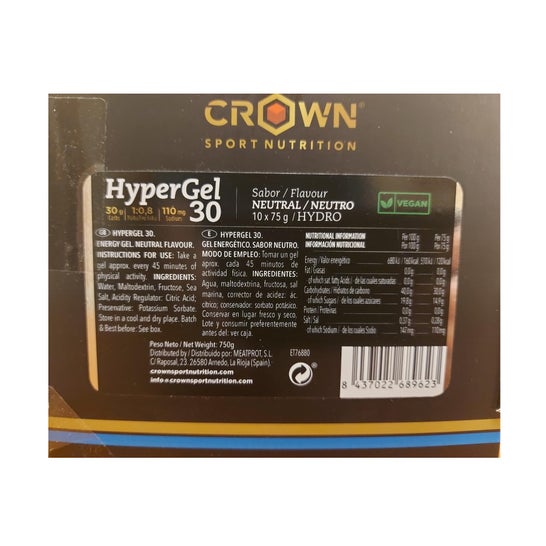 Crown Sport Nutrition HyperGel 30 Hydro Neutro Senza Caffeina 10x75 g