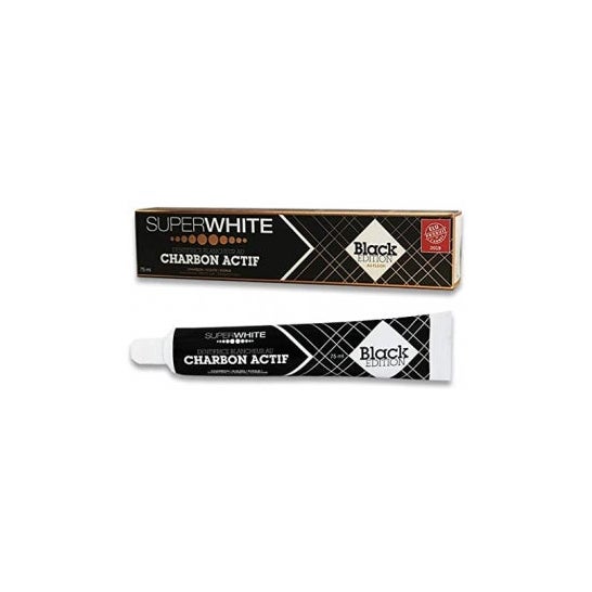 Super White Pasta de dientes blanca con Black Edition Carbón activado 75ml