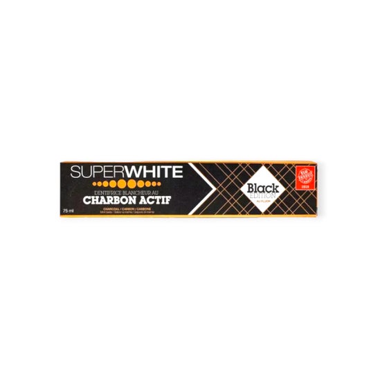Super White  Pasta de dientes blanca con Black Edition Carbón activado 75ml
