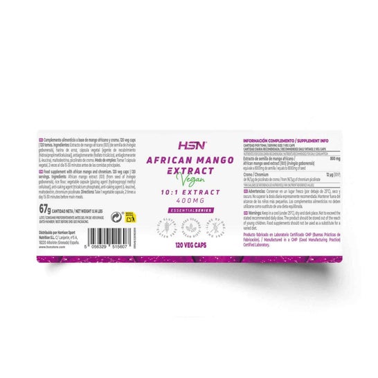 HSN Extracto de Mango Africano 10:1 400 mg 120 vcaps