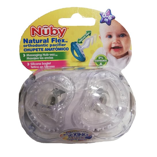 Nuby Natural Flex Orthodontic Round Silicone Nipple Soother 0-