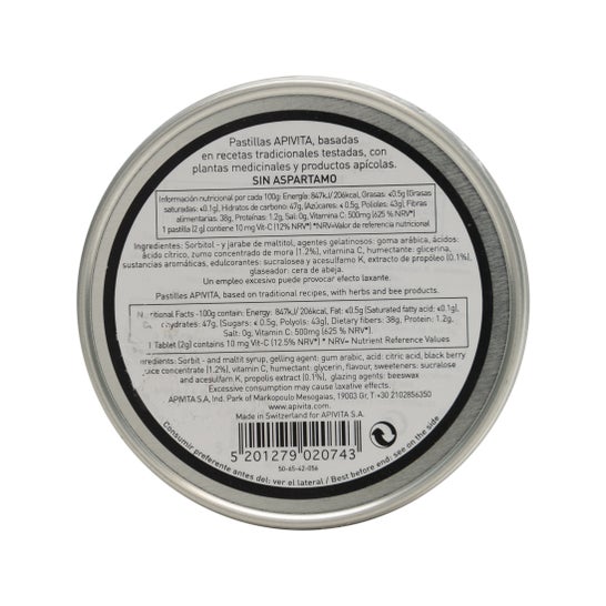 Apivita Para el Dolor de Garganta y Alivio de la Tos Mora 45g